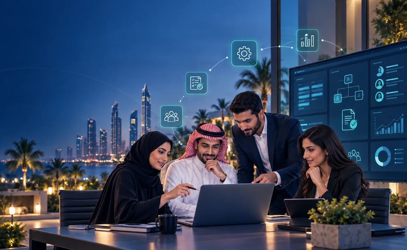 فريق أعمال يستخدم منصة تشغيل رقمية من Focus